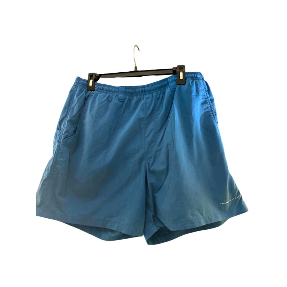 Columbia PFG Fishing Shorts Mens L Blue 6in Omni-Shade Mesh Lined Outdoor